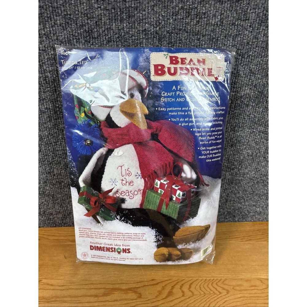 Vtg~1994~ Dimensions Bean Buddies Felt Kit "TUXEDO TED" 62172 Christmas Penguin